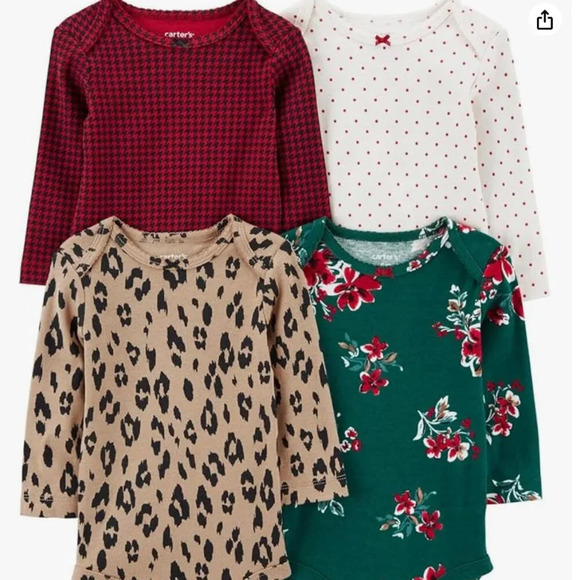 Carter's Other - NWT Carter's 4 pack christmas holiday winter long sleeve bodysuits, 9 months